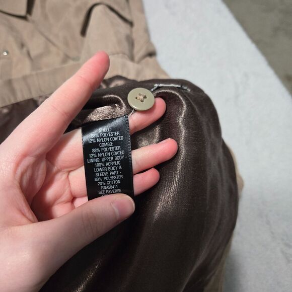 Croft & Barrow Womens Beige Hooded Zip Up Heavyweight Trench Coat Size 1X Chore - Picture 7 of 7